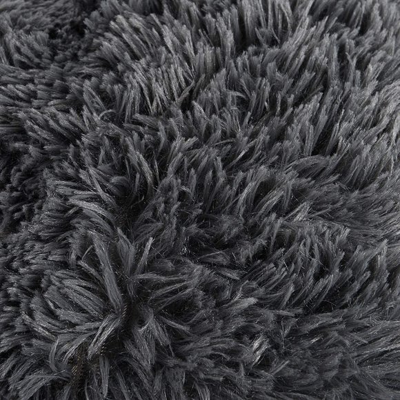 Deep Gray Luxury Furry Soft Adorable Trendy Pompom Throw Pillow Decor Cover Set - Picture 4 of 8